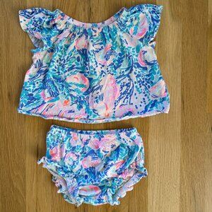 Lilly Pulitzer Tabitha infant set in Treasure Trove seashell pattern 3-6 months